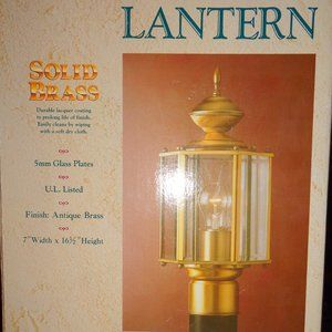 Polished Solid Brass Lantern - Electric for Outdoor Post - New in Box